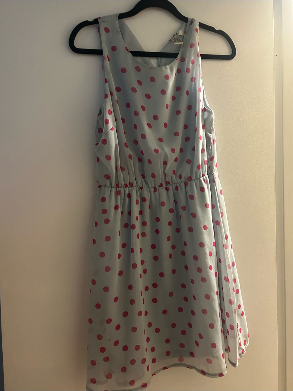 Pinky Light Blue Dress with Pink Polka Dots